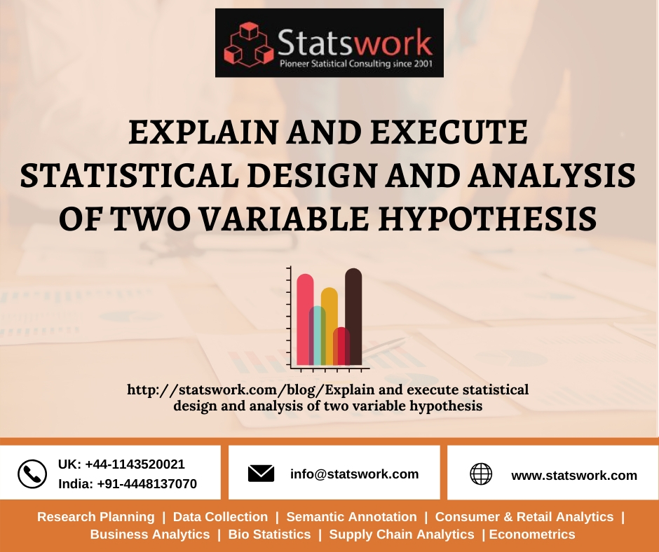 SW - Explain and execute statistical design and analysis of two variable hypothesis