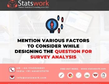 SW - Promotional Image - Mention various factors to consider while designing the question for survey analysis.
