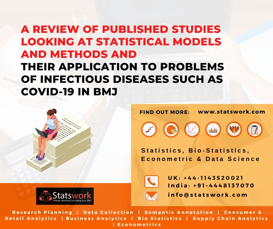 A Review of published studies looking at statistical models and methods and their application to problems of infectious diseases such as COVID-19 in BMJ