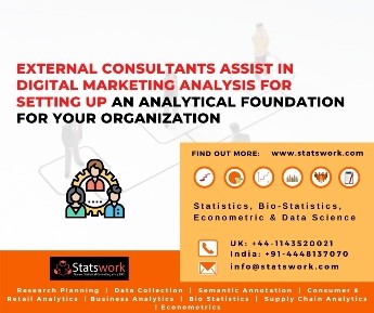 External consultants assist in digital marketing analysis for setting up an analytical foundation for your organization