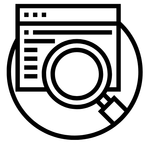 Icon showing observation of users in real environments to understand behavior patterns