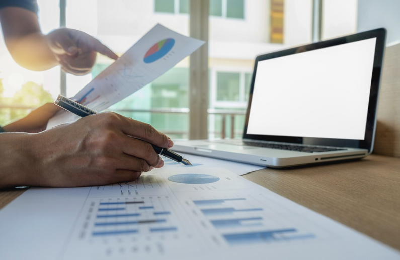 Document analytics dashboard illustration showing reporting and business insights visualization