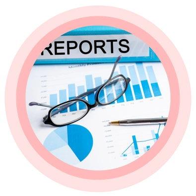 Illustration of data reporting with statistical analysis, tables and graphs